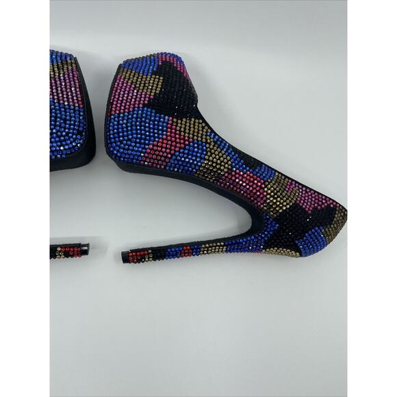 Steve Madden Women's Multi-Colored Rhinestone Platform Heels Size 6.5 - Picture 10 of 16
